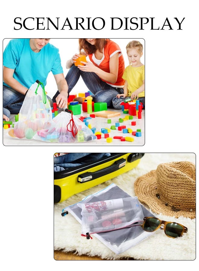 DUNISO 20 Pcs Produce Bags Mesh Pouch，Toy Storage Bags，Drawstring Washable Organization，Reusable，for School Office, Puzzles Games Storage，5 Large 8 Medium 7 Small，Multicolour - Image 5
