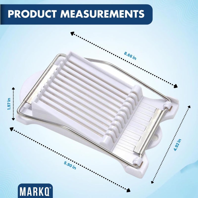 MARKQ آلة تقطيع اللحم، آلة تقطيع البيض المسلوق والفواكه والجبن الطري مع 10 أسلاك من الفولاذ المقاوم للصدأ، آلة تقطيع البيض واللحم والجبن في المطبخ لتحضير السلطات والسندويشات - Image 3