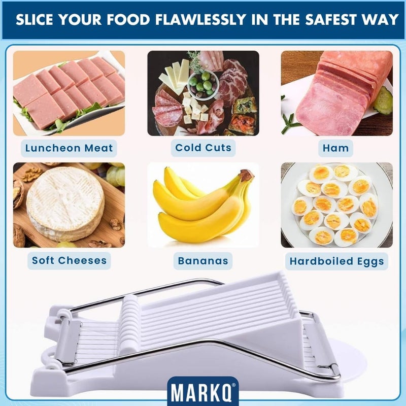 MARKQ آلة تقطيع اللحم، آلة تقطيع البيض المسلوق والفواكه والجبن الطري مع 10 أسلاك من الفولاذ المقاوم للصدأ، آلة تقطيع البيض واللحم والجبن في المطبخ لتحضير السلطات والسندويشات - Image 5