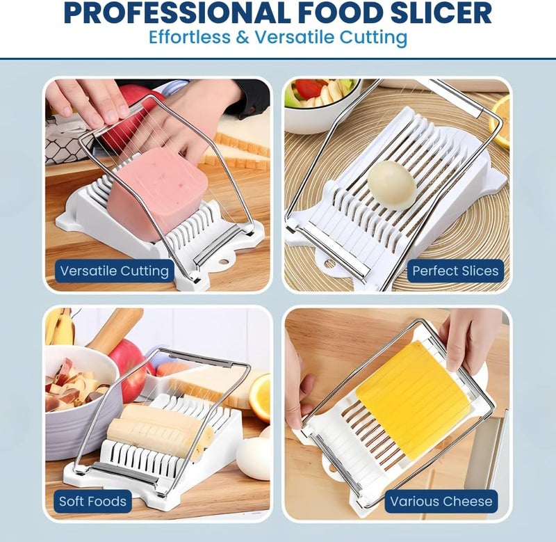 MARKQ آلة تقطيع اللحم، آلة تقطيع البيض المسلوق والفواكه والجبن الطري مع 10 أسلاك من الفولاذ المقاوم للصدأ، آلة تقطيع البيض واللحم والجبن في المطبخ لتحضير السلطات والسندويشات - Image 2