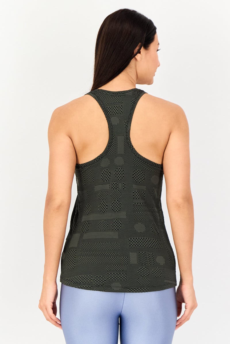 Nike تي شيرت جري نسائي بدون أكمام بتقنية دري-فيت، أخضر عسكري - Image 4