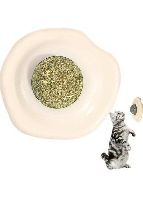 Catnip Ball Toy, Fried Egg Shape Catnip Roller Ball Wall Toys, Edible Cat Licking Toy, Cat Chew Toy, Teeth Cleaning Cat Bite Toy, Rotatable Indoor Cat Toy