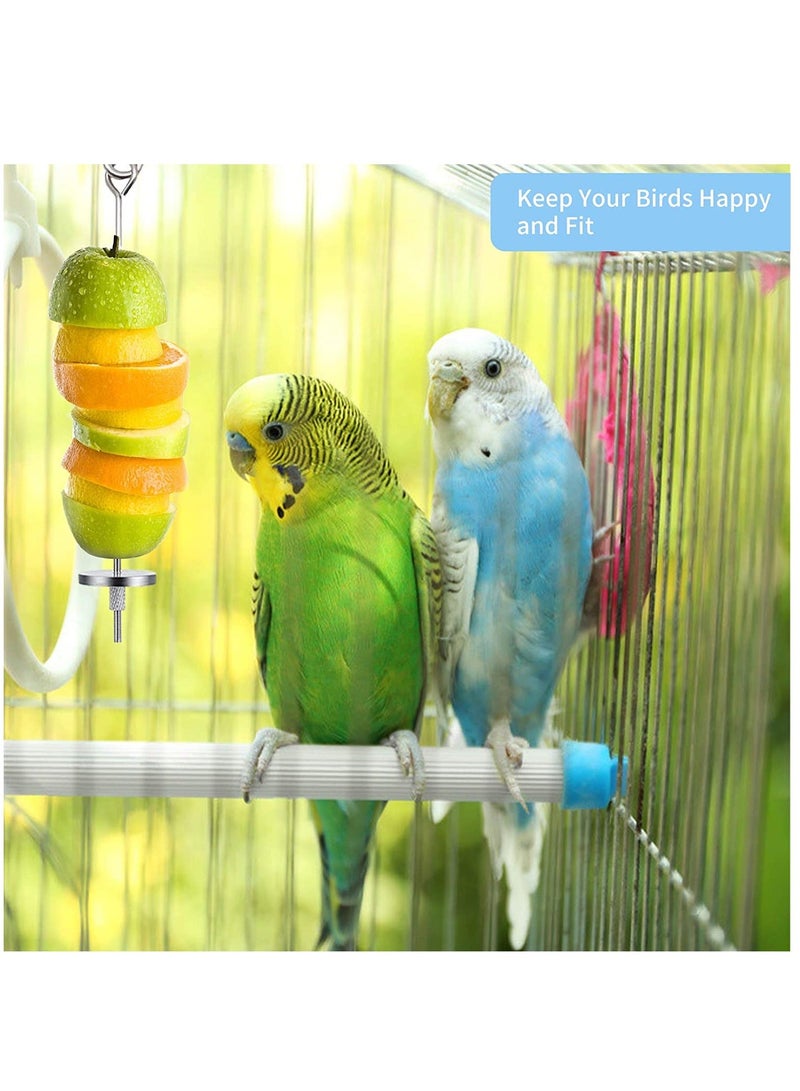 Bird Feeder for Cage, Bird Foraging Toy, Stainless Steel Bird Food Holder, Small Animal Fruit Vegetable Stick Skewer, Hanging Food Feeding Treating Tool for Parrots c o c katiel Cage 2 Long + 2 Short  - Image 4