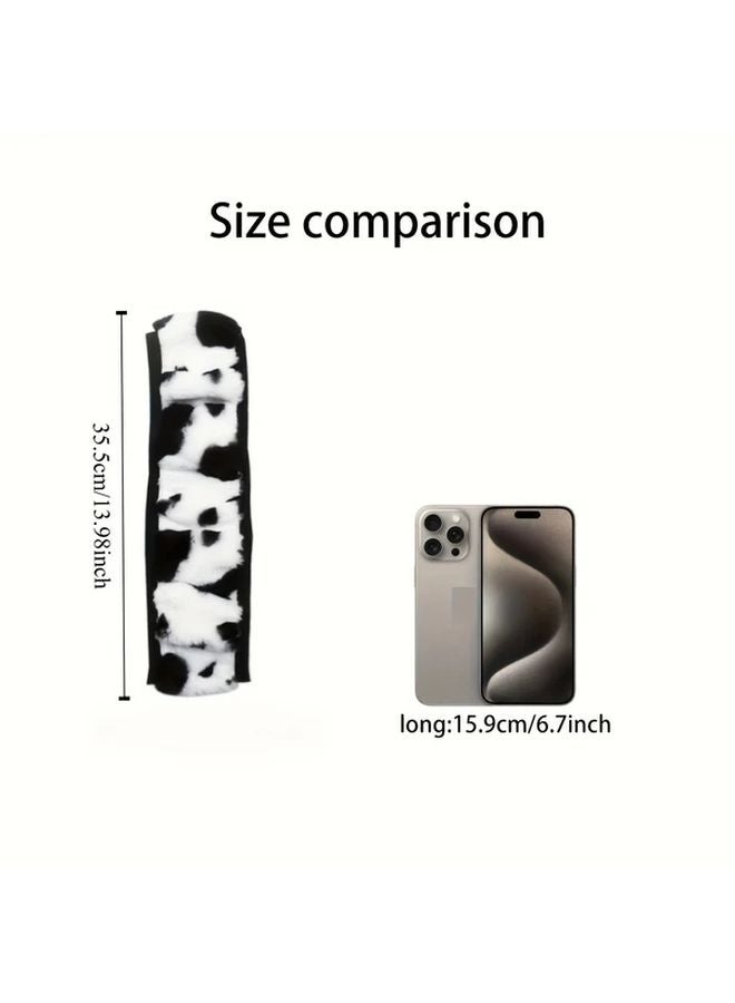 Cow Print Steering Wheel Cover Black White Faux Leather Car Interior Accessory - Image 3