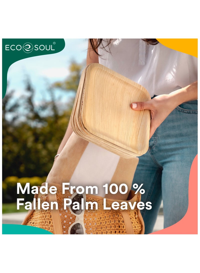 ECO SOUL Palm Leaf Plates, 8 inch Square, 10 Pc - Image 4