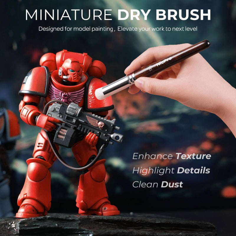 Nicpro Miniature Paint Brushes Dry Brush - 21PCS Model Paint Brush Set with Cloth Roll for Acrylic Oil Watercolor, Detail Paint Brush Drybrush for Model, Miniature Painting, Paint by Numbers, Craft - Image 2