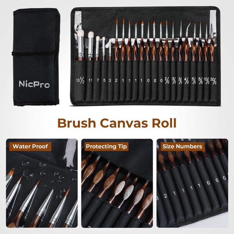Nicpro Miniature Paint Brushes Dry Brush - 21PCS Model Paint Brush Set with Cloth Roll for Acrylic Oil Watercolor, Detail Paint Brush Drybrush for Model, Miniature Painting, Paint by Numbers, Craft - Image 5