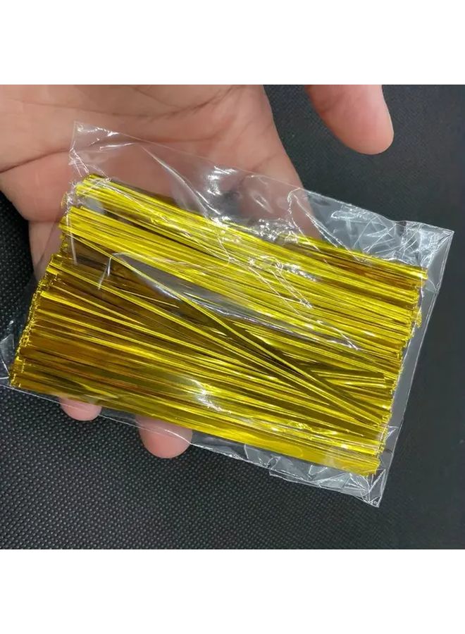 Golden Metallic Twist Ties 200pcs For Sealing Plastic Bread Candy Coffee Snack Bags - Image 1