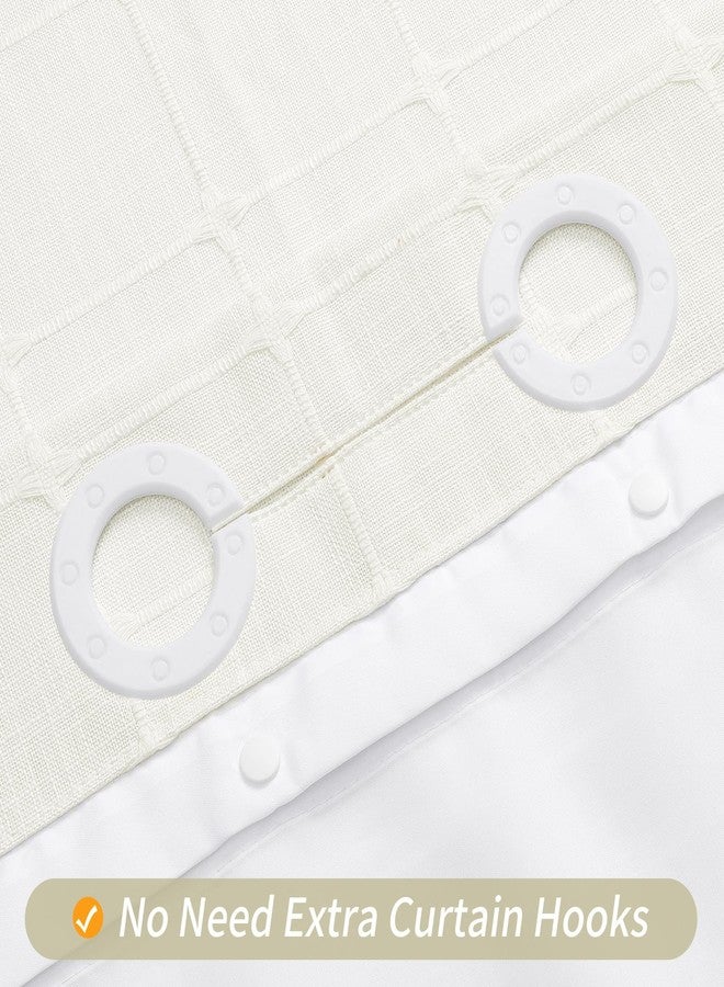MitoVilla No Hooks Needed Boho Farmhouse Shower Curtain with Snap-in Liner, Cotton Linen Fabric Shower Curtains with Tassels for Rustic Neutral Bathroom Decor, Ivory, 72 x 74 - Image 3