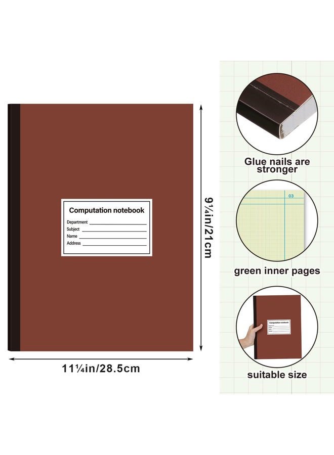 Fuyoooo 2 Pcs Computation Notebook 4x4 Quad Ruled, Grid Engineering Notebook Green Paper Lab Notebook for Drawings Planning Engineering and Technical Applications, 11-3/4" x 9-1/4" - Image 2