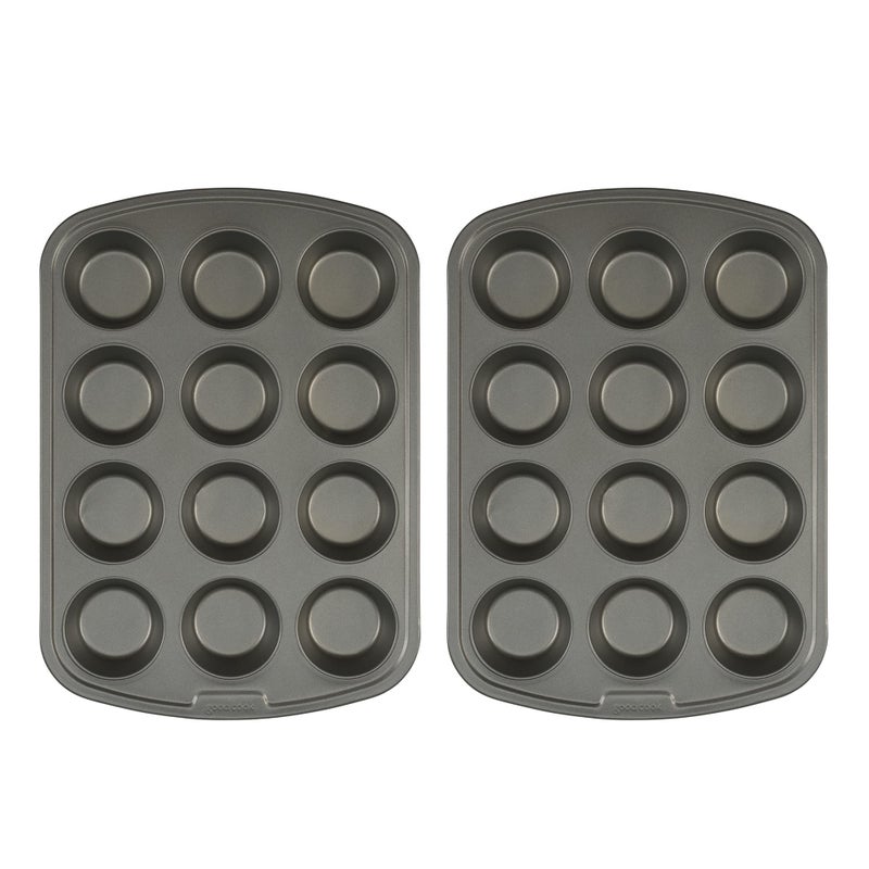 GoodCook Nonstick Steel 12Cup Muffin Pan Gray Set of 2