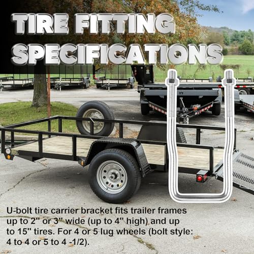 VONLX U-Bolt Spare Tire Carrier Holder Bracket for Trailer Side Mount 4 or 5 Lug Zinc Plated Fit for Ski Boat, Fishing Boat or Sailboat Trailer - Image 5