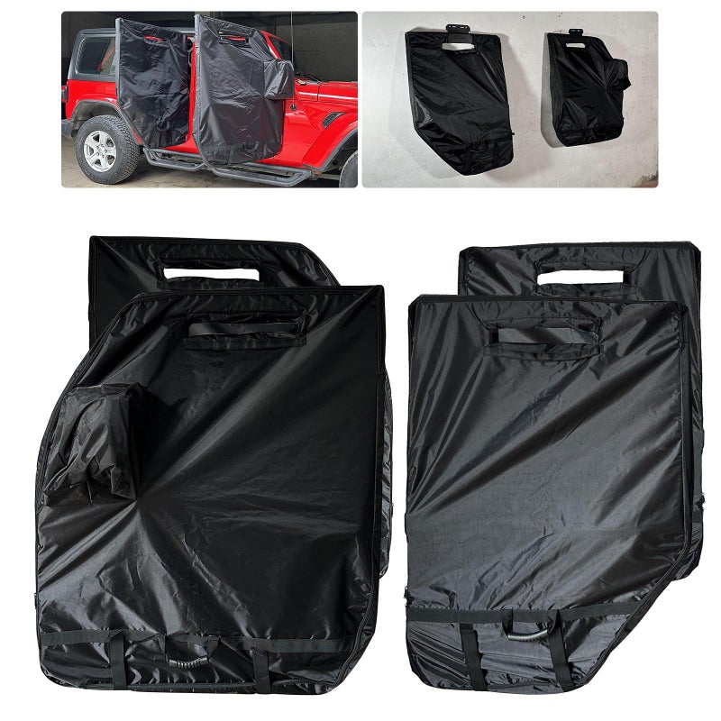 SUNPIE Door Storage Bags Hanger Design Car Door Storage Cover Compatible with 19762024 Wrangler JK JL JKU JLU YJ TJ Gladiator Door Cover 4 Doors