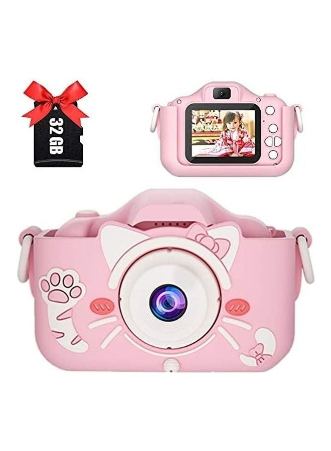 XiuWoo Kids Cat Cartoon Camera for 3-12 Year Boys/Girls, Kids HD Digital Camera for Toddler with 20 megapixel, Double Lens Chritmas Birthday Festival Gifts for Kids, Selfie Camera, 32GB TF Card - Image 2