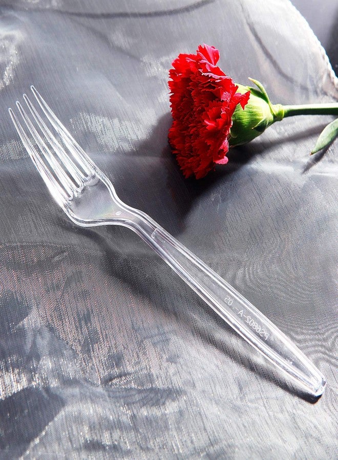 Supernal 400pcs Clear Plastic Silverware Heavy Duty Plastic Forks and Spoons Crystal Disposable Cutery Disposable Utensils Include 200 forks and 200 spoons - Image 3