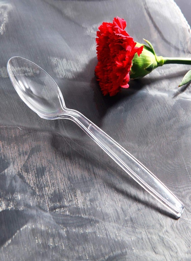 Supernal 400pcs Clear Plastic Silverware Heavy Duty Plastic Forks and Spoons Crystal Disposable Cutery Disposable Utensils Include 200 forks and 200 spoons - Image 4