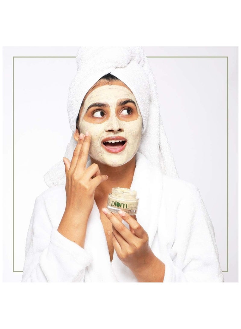 Plum Green Tea Clear Face Mask  Kaolin & Bentonite Clay Mask for Acne and Clogged Pores Oily Skin Brighter Glowing Skin Face Pack 60 g - Image 3