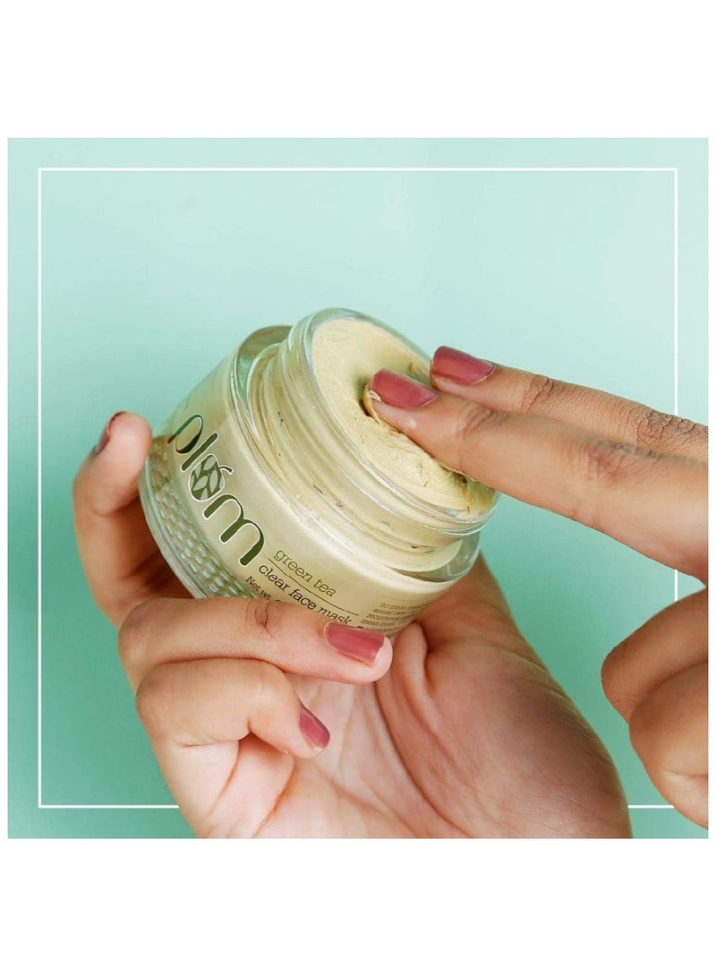 Plum Green Tea Clear Face Mask  Kaolin & Bentonite Clay Mask for Acne and Clogged Pores Oily Skin Brighter Glowing Skin Face Pack 60 g - Image 5