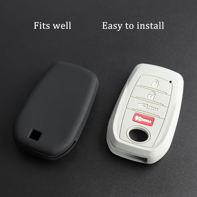 TANDRIVE Key Fob Cover for Toyota 2025 Camry and 2025 2024 2023 Corolla Crown, 4-Button, Silicone, 2-Pack, Black and Gray - Image 4