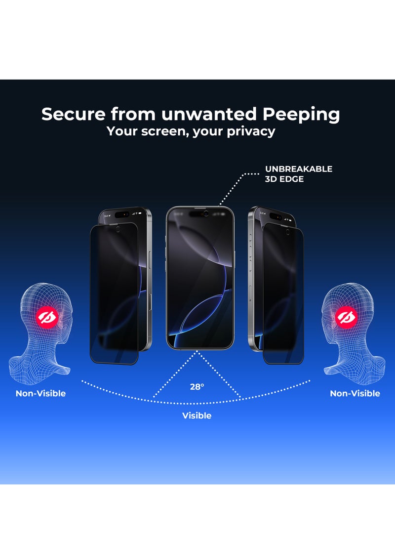 Maxwell Electronics Maxwell 3D Matte Privacy Anti-Peep HD Screen Protector Compatible with iPhone 16 Pro Privacy Protection Anti-Static, Oleophobic Coating, Anti-Dust, Easy to Install, Non Bubble Installation - Image 3