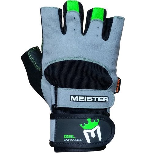 Meister Wrist Wrap Weight Lifting Gloves wGel Padding GrayNeon Green Small - Image 3
