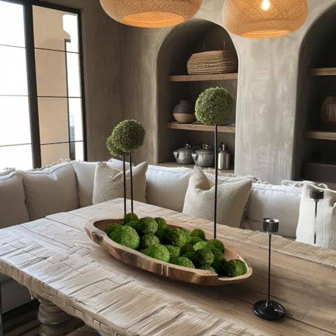 Biubee 18 Pack Decorative Faux Dried Moss Balls6pcs 3.1" Artificial Green Plant Mossy Globes+ 12pcs 2.2" Handmade Sphere Moss Gift for Home Dough Bowl Vase Chinoiserie Decors Party Wedding Display - Image 3
