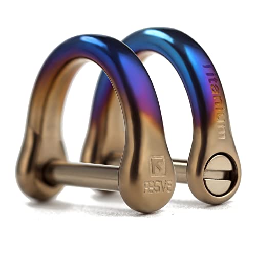 FEGVE Small Titanium Key Ring with Screw Shackle - Car Fob Keychain Heavy Duty Strong Mini Titanium D Rings-1/2 Inch/12mm(Color 2 Pack) - Image 1