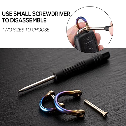 FEGVE Small Titanium Key Ring with Screw Shackle - Car Fob Keychain Heavy Duty Strong Mini Titanium D Rings-1/2 Inch/12mm(Color 2 Pack) - Image 5
