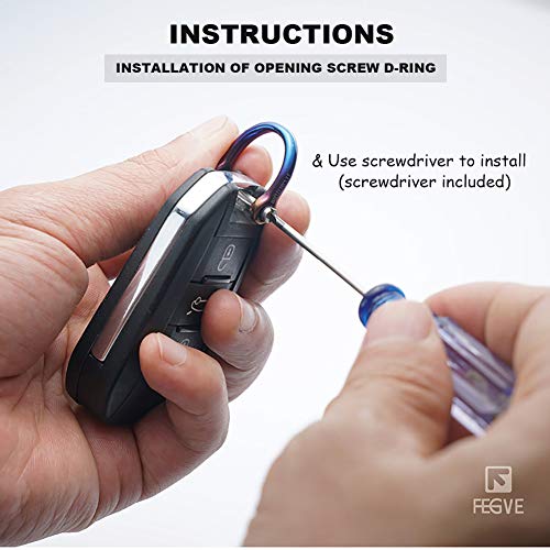 FEGVE Small Titanium Key Ring with Screw Shackle - Car Fob Keychain Heavy Duty Strong Mini Titanium D Rings-1/2 Inch/12mm(Color 2 Pack) - Image 2