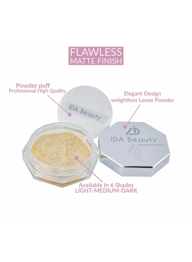 IDA Beauty Weightless Loose Setting Powder | Long-Lasting, Oil-Absorbing, Flawless Matte Finish (Glam 04) - Image 5