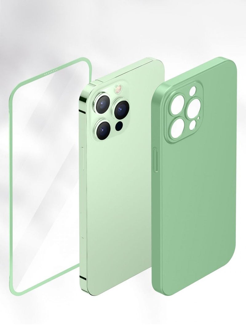 GREEN LION Green 360 Carsaca Plus Case with Normal HD Glass for iPhone 13 Pro - Light Green - Image 2