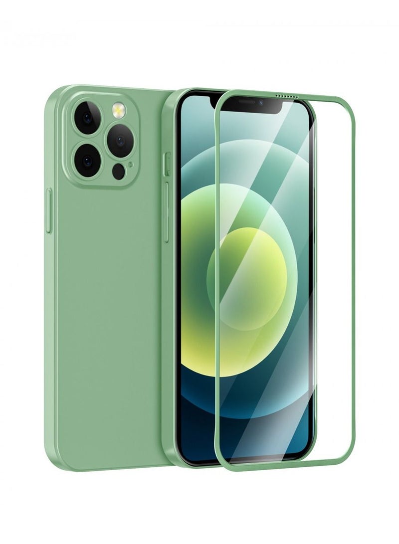 GREEN LION Green 360 Carsaca Plus Case with Normal HD Glass for iPhone 13 Pro - Light Green - Image 1