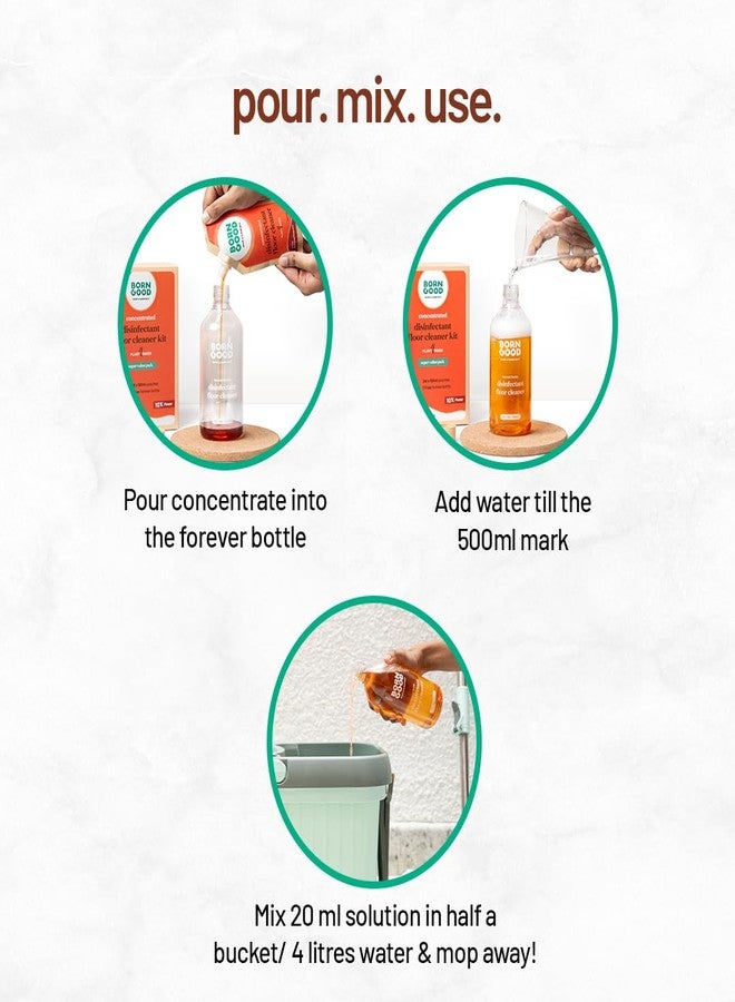 Born Good Disinfectant Floor Cleaner Concentrate 1.5L Bottle Pack | 1 Pouch 50ml = 500ml Floor cleaner | Kid & Pet Safe | Safe for All Floors | No Toxic Chemicals | Hypoallergenic Fragrance - Image 3