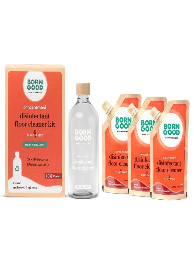 Born Good Disinfectant Floor Cleaner Concentrate 1.5L Bottle Pack | 1 Pouch 50ml = 500ml Floor cleaner | Kid & Pet Safe | Safe for All Floors | No Toxic Chemicals | Hypoallergenic Fragrance - Image 1