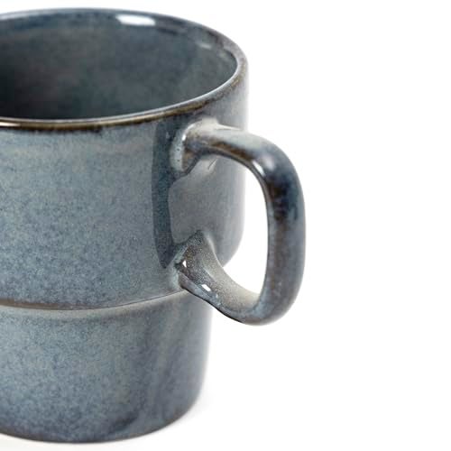 Beyond Homes Porcelain Tea Cups, 220 ml, Set of 6, Metallic Blue | Glossy Finish | Stackable Ceramic Tea Cup Set | Tea/Coffee Mugs for Daily Use & Gifting | Microwave & Dishwasher Safe (6, Blue) - Image 4