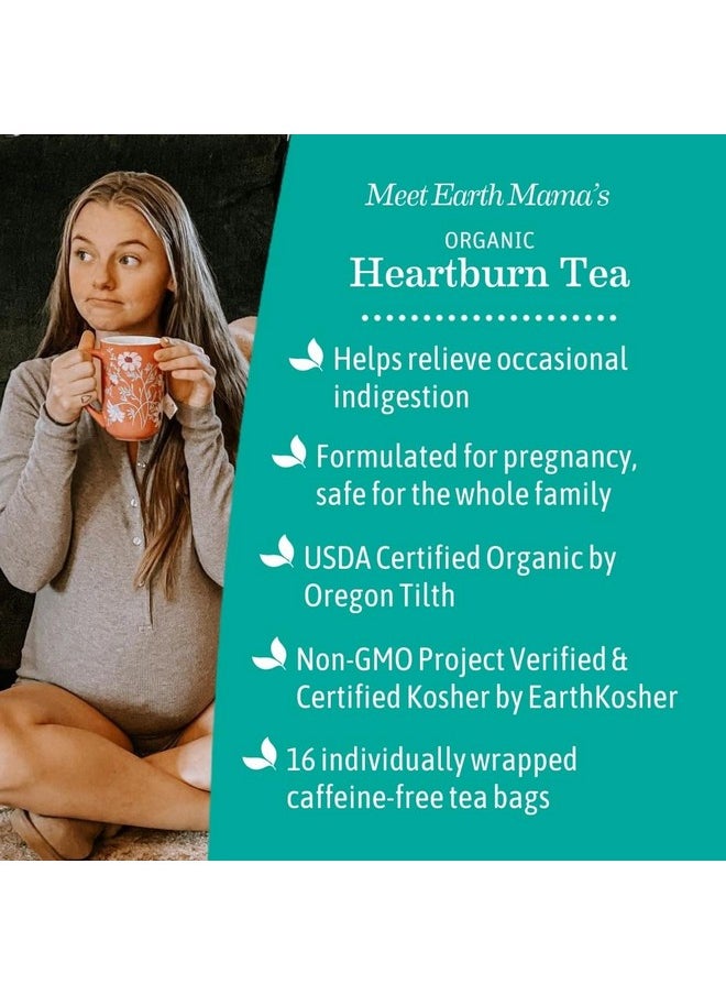 Earth Mama Earth Mama Organic Heartburn Tea | Pregnancy-Safe Soothing Herbal Blend with Marshmallow Root, Lemon Balm & Chamomile, 16 Teabags Per Box (6-Pack)  - Image 3