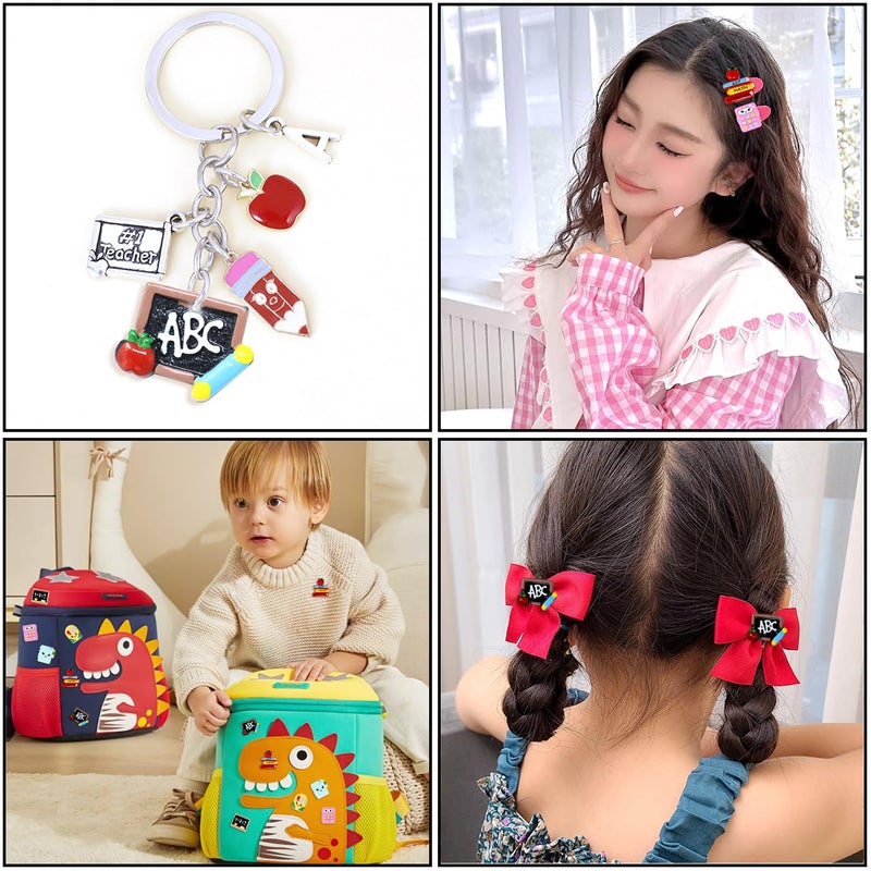 Honbay 36PCS Back to School Flatback Resin Charms School Supplies Slime Charms Stationery Resin Embellishments Cute Cartoon School Stationery Theme Resin Cabochons Decorations - 6 Styles - Image 3