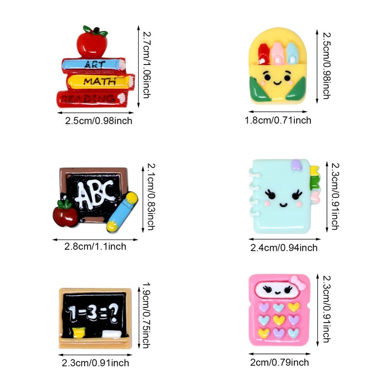 Honbay 36PCS Back to School Flatback Resin Charms School Supplies Slime Charms Stationery Resin Embellishments Cute Cartoon School Stationery Theme Resin Cabochons Decorations - 6 Styles - Image 2