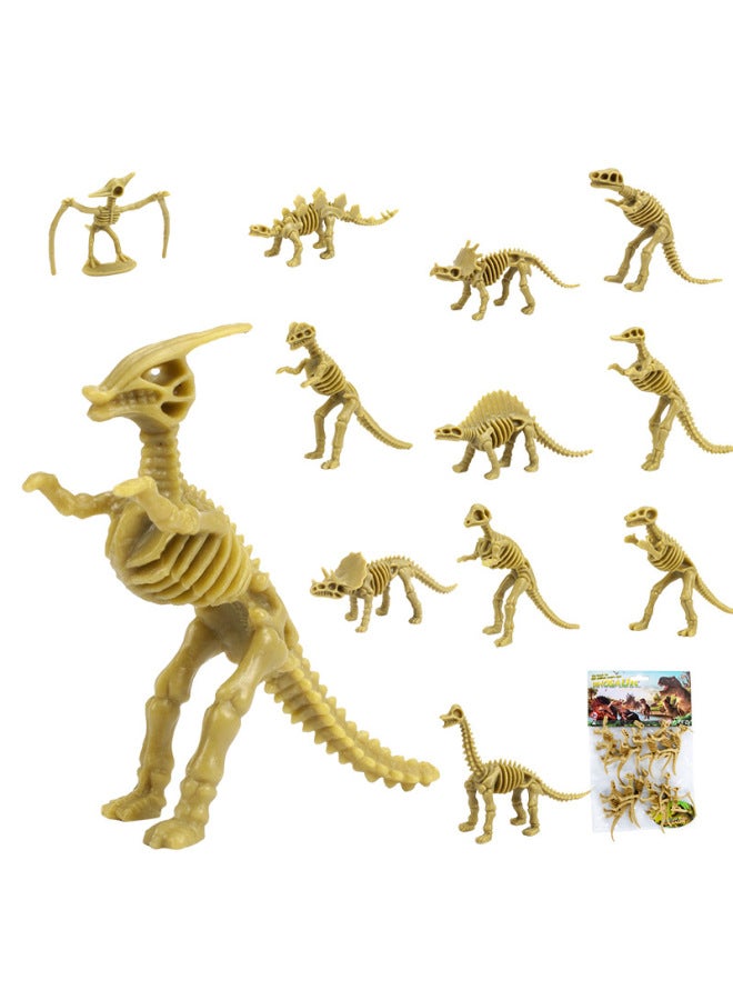 Shenzhen Youken Direct Sales Pvc Three-dimensional Dinosaur Fossil Skeleton Model 30 Different Dinosaur Skeleton-Color:S801-6 Mixed Mini Dinosaur Skeleton