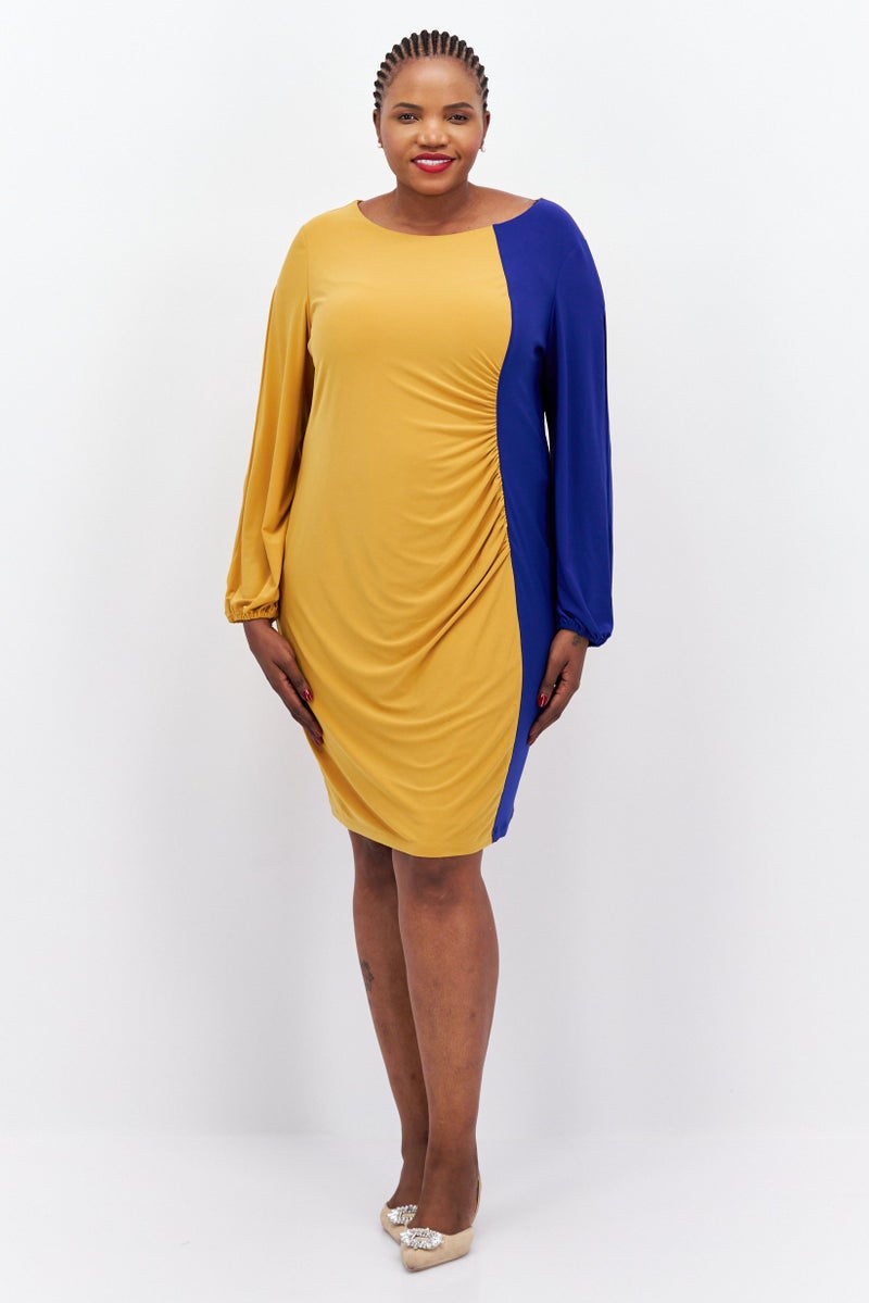 Kasper  Women Two Tone Midi Dress, Yellow - Image 1