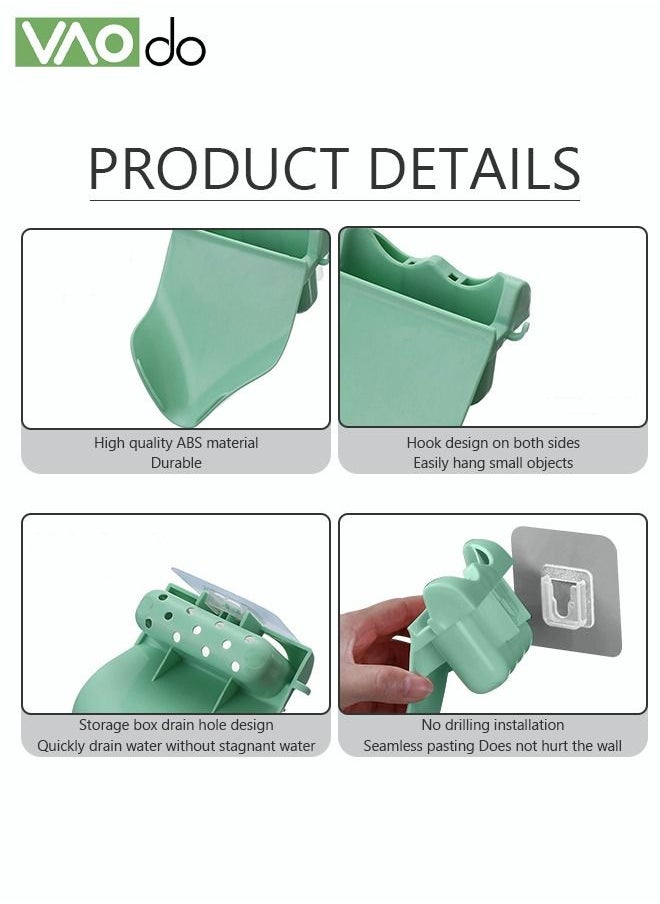 VAOdo - 4 PCS Soap Holder Wall-Mounted Soap Rack No Punching Traceless Soap Shelf Slanted Drain Soap Box Multi-function Shelf Mobile Phone Face Wash Shelf Side Hook - Image 1