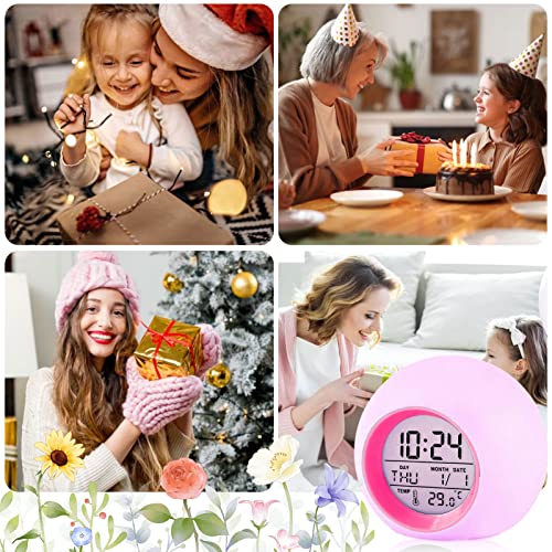 Tarklanda Kids Alarm Clock,Moon Stars Projector Alarm Clock,7 Color Changing Night Light,Snooze Touch Control Temperature for Kids’ Bedroom, Digital Clock for Girls Boys Children - Image 4