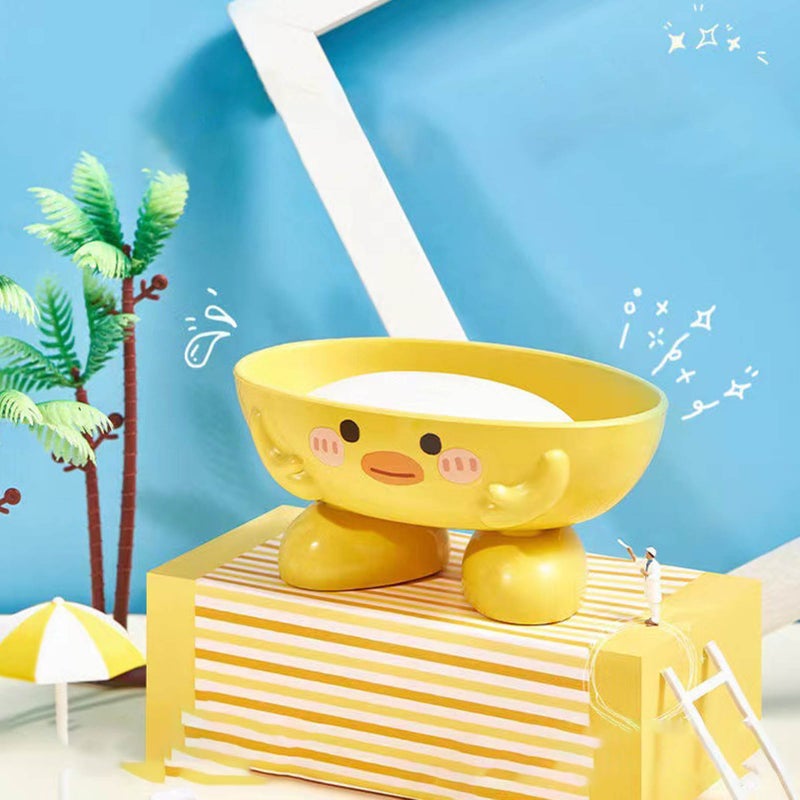 Duck Soap Box for Kids Cartoon Cute Fast Drying Heightened Soap Holder with Multiple Draining Holes for Shower Room - Image 5