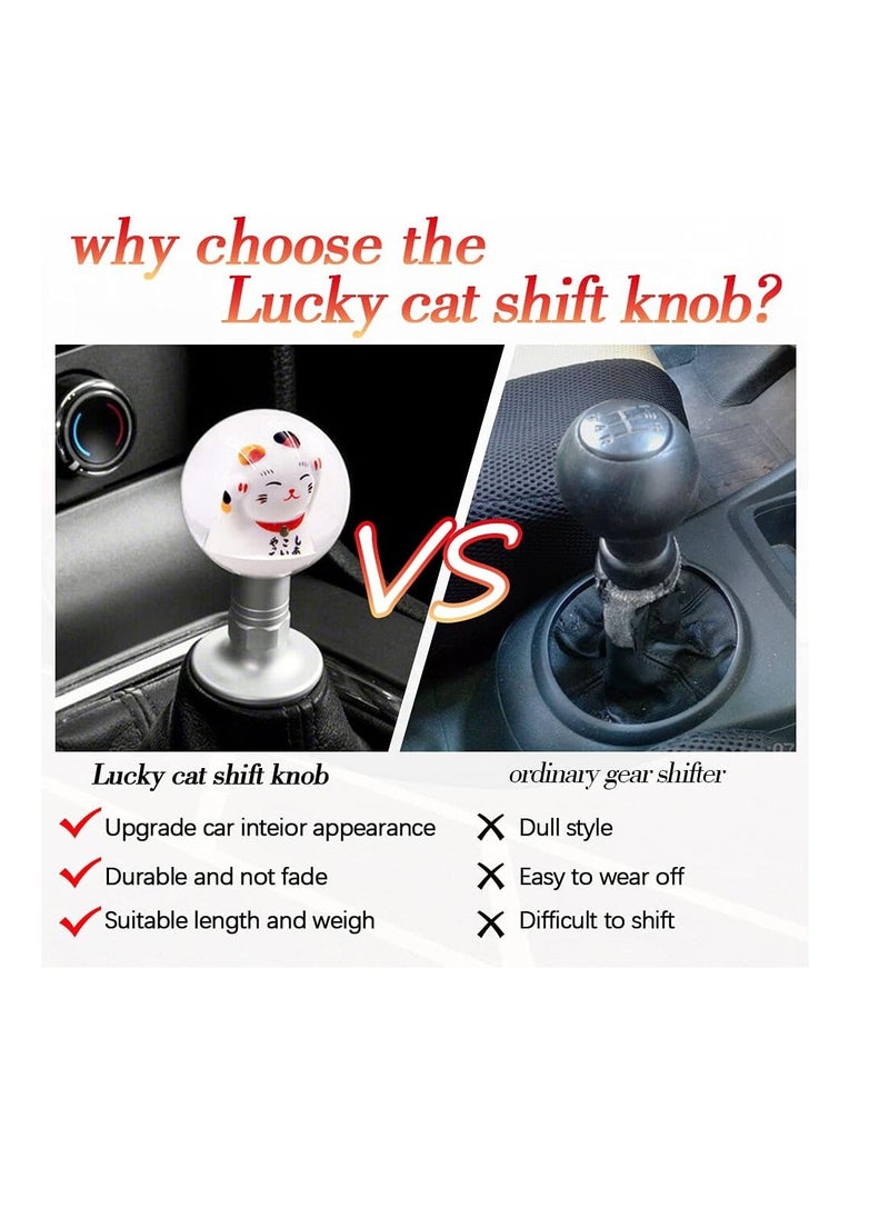 SYOSI - Shift Shifter knob, Universal Manual Lucky Cat Gear Shift Shifter knob, 4 5 6 Speed Round with M81.25, M101.25, M101.5 Adapter, 1 Pcs - Image 1