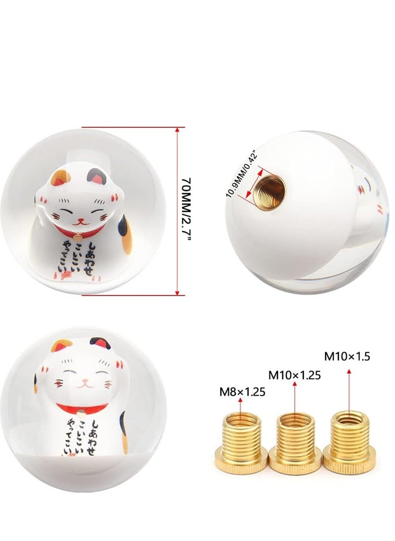 SYOSI - Shift Shifter knob, Universal Manual Lucky Cat Gear Shift Shifter knob, 4 5 6 Speed Round with M81.25, M101.25, M101.5 Adapter, 1 Pcs - Image 1
