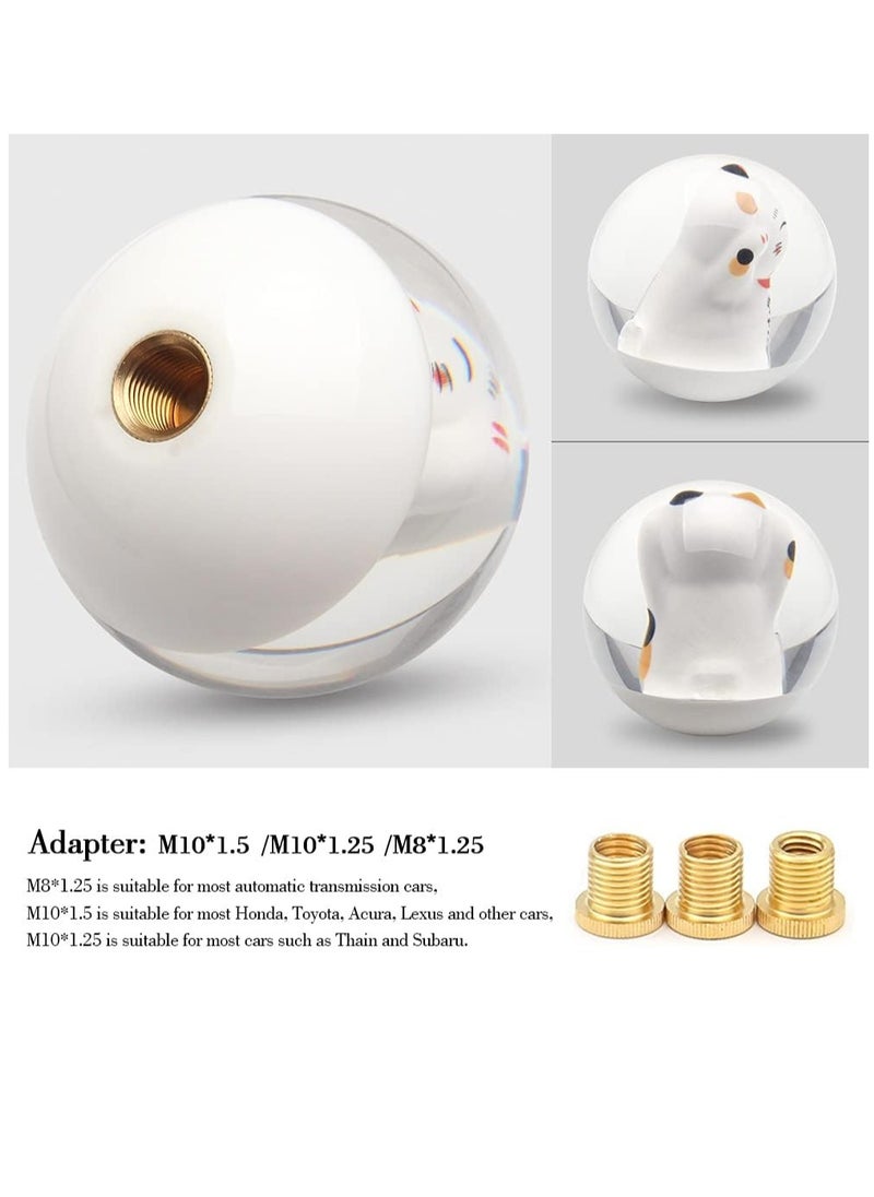 SYOSI - Shift Shifter knob, Universal Manual Lucky Cat Gear Shift Shifter knob, 4 5 6 Speed Round with M81.25, M101.25, M101.5 Adapter, 1 Pcs - Image 1