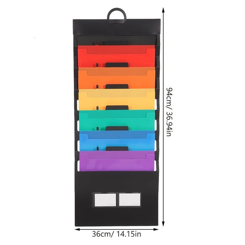 A4 Red Rainbow Accordion File Bag Elastic Straps Document Organizer Home Office - Image 2