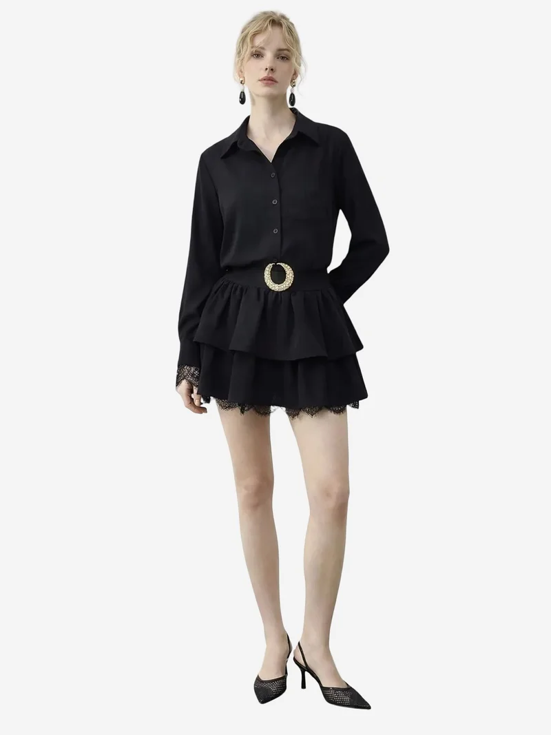بيانكو لوتشي LUCCI Lace Trimmed Shirt Dress