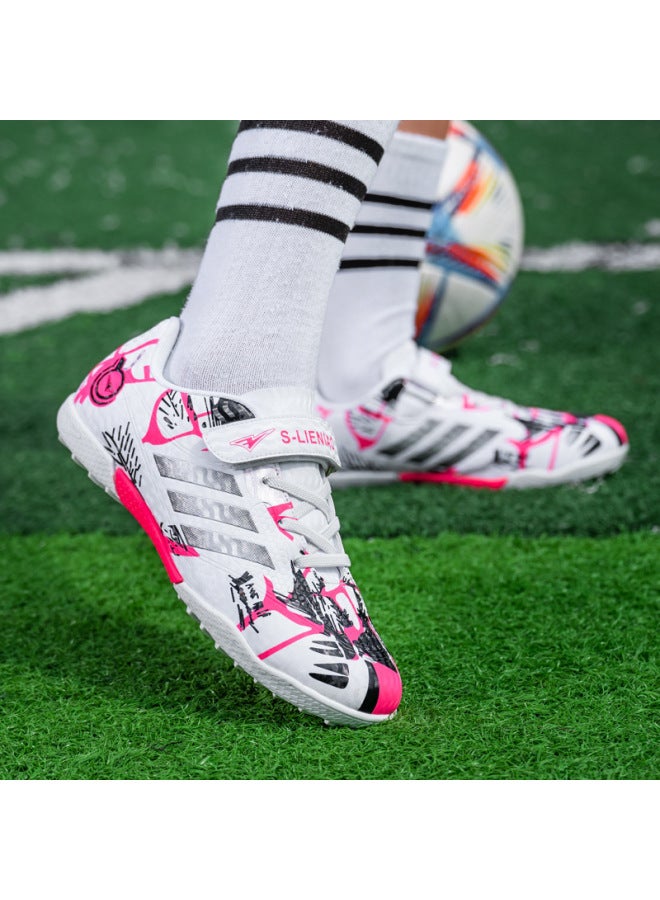 High-top Soccer Shoes For Boys And Girls, Turf Shoes Tf, Adult Training Shoes, Breathable And Anti-slip Long Studs, Professional Sports Shoes