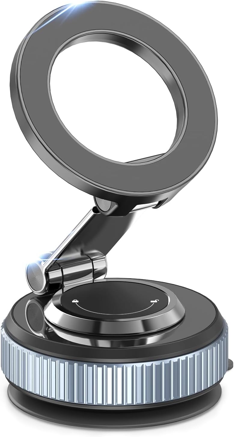 TONEOF Upgraded Magnetic Phone Stand for Car,360° Rotatable Phone Holder for MagSafe,Strong Magnet, Foldable Car Mount with Vacuum Suction Cup, Mini Phone Stand with Magnetic Ring for all Smartphone - Image 1